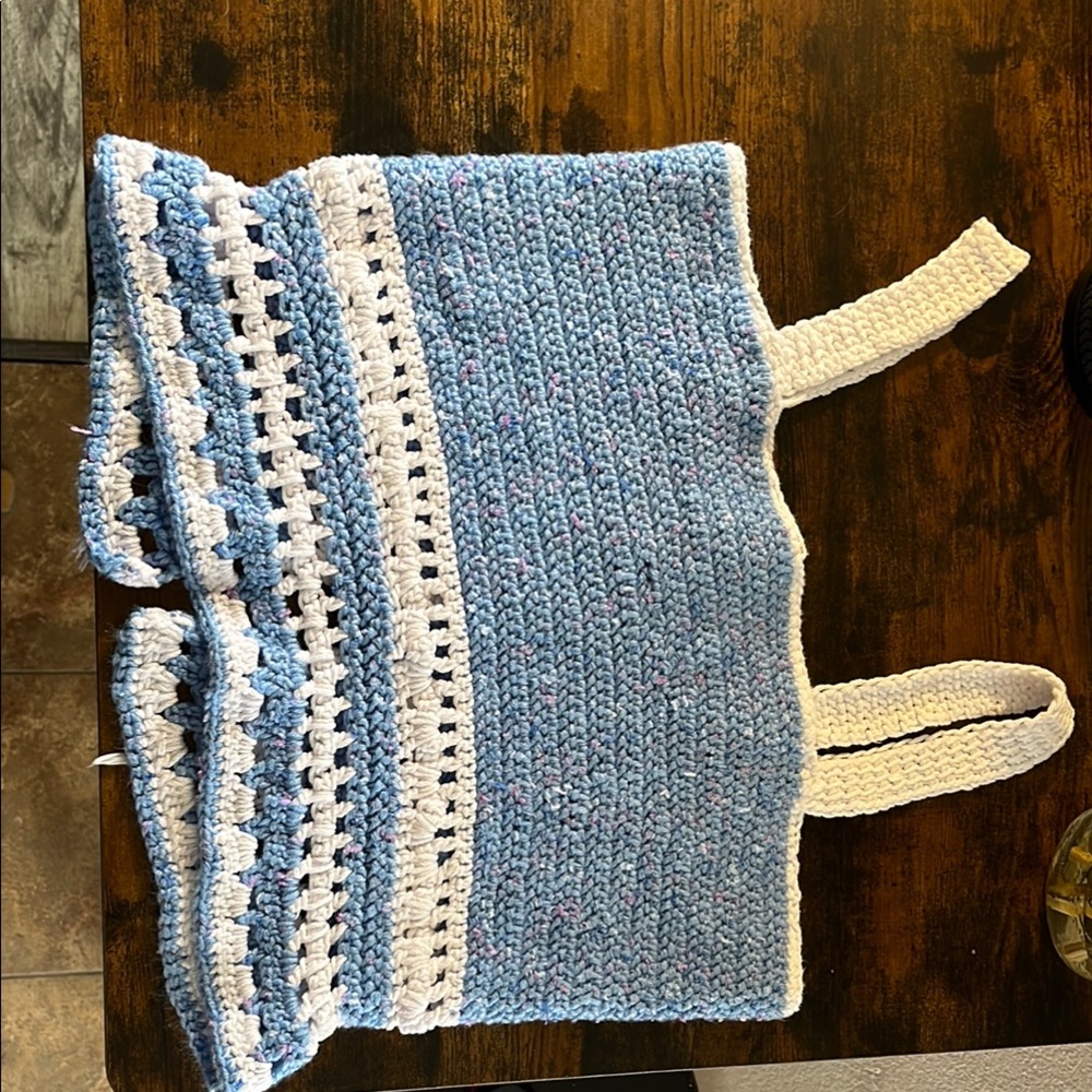 Blue and White Crochet Crop Top